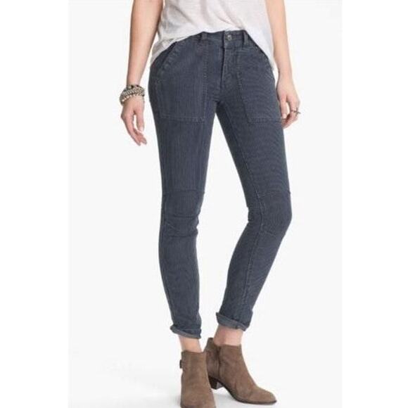 Free People Railroad Pinstripe Cotton Skinny Jeans - Picture 1 of 10